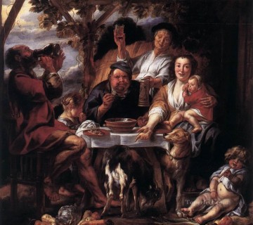  hombre Pintura - Comiendo al hombre barroco flamenco Jacob Jordaens
